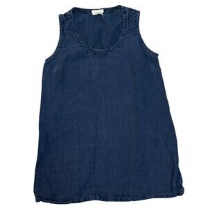 Linenbee 100% European Linen Blue Tunic Tank Womens Small Lagenlook Minimalist